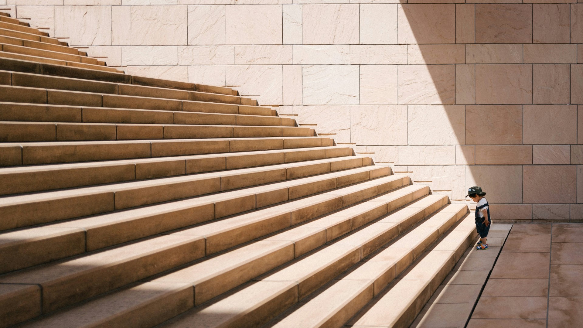 Child at the Bottom of Long Flight of Steps